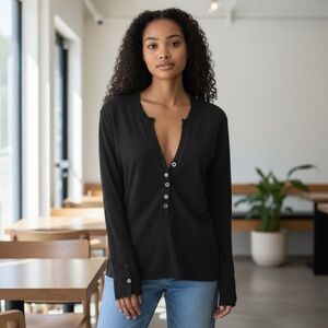 Zucchero NEW Cashmere Sweater Crystal Buttons Soft Top Designer Deep V Neck Knit